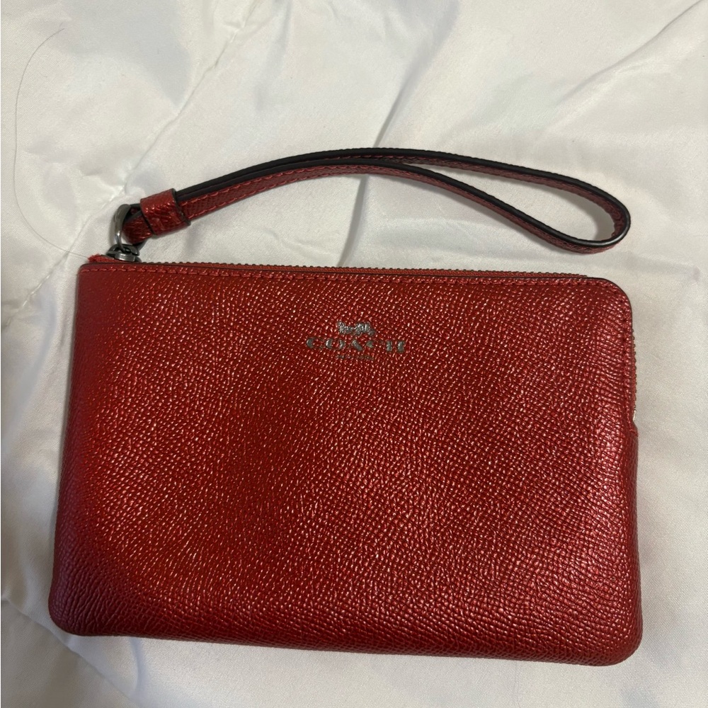Coach Scarlet Textured Wristlet
